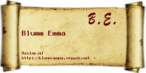 Blumm Emma névjegykártya